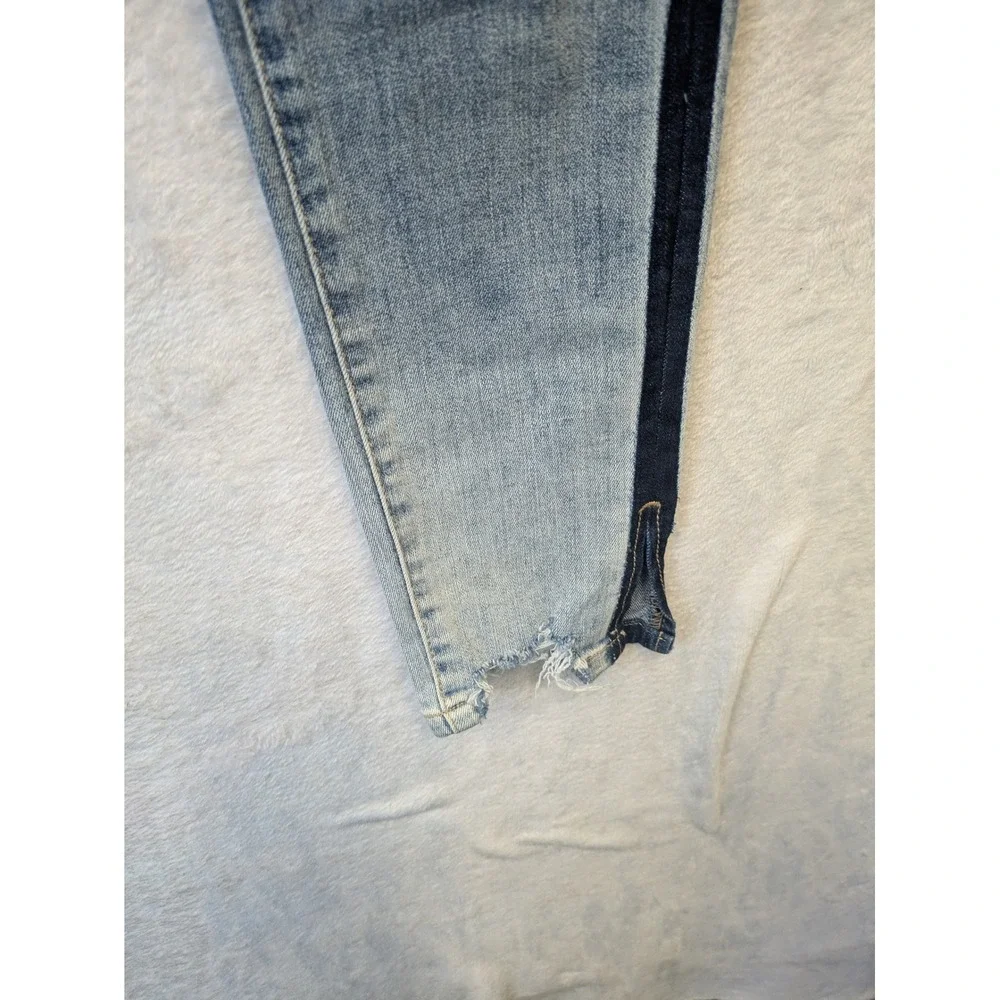 Vervet Women's Size‎ 26 Ankle Skinny Jeans Medium Wash Dark Side Stripe Raw Hem